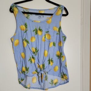 Rebellious One Blue Lemon Print Tank Top